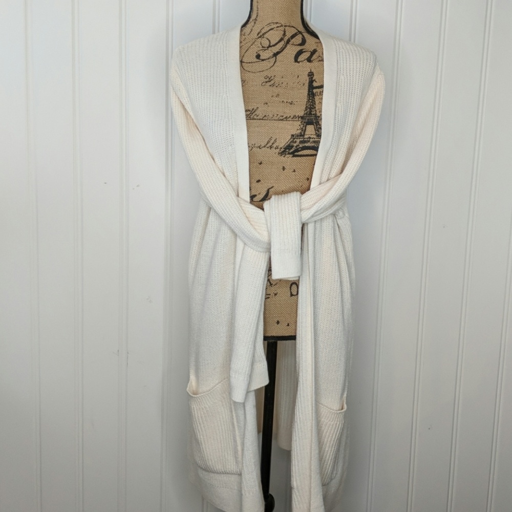 Cream Long Cardigan